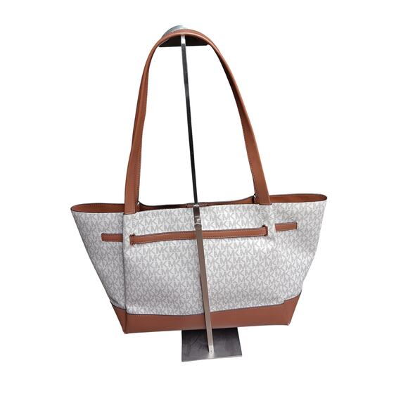 Michael Kors Jet Set Signature Tote Brown MK Logo Shoulder Bag - Picture 5 of 16